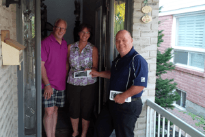 Mike Cluett going door to door